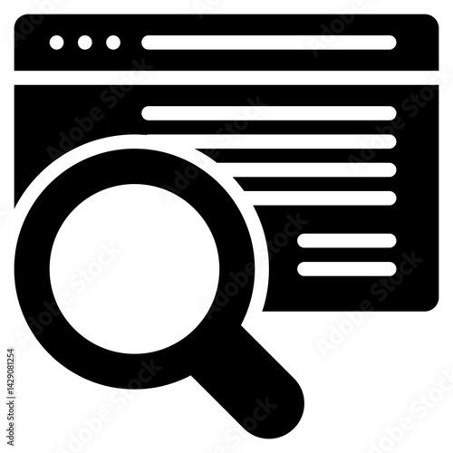 web online cyber page search finding magnifying solid glyph icon