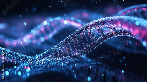 A holographic DNA sequence projected from an AI-powered device.