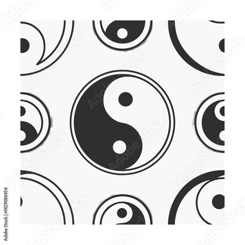 Minimalist Yin Yang Icons, Golden banana leaf line arts, Hand drawn outline design for fabric, print, cover, banner and invitation, Vector illustration