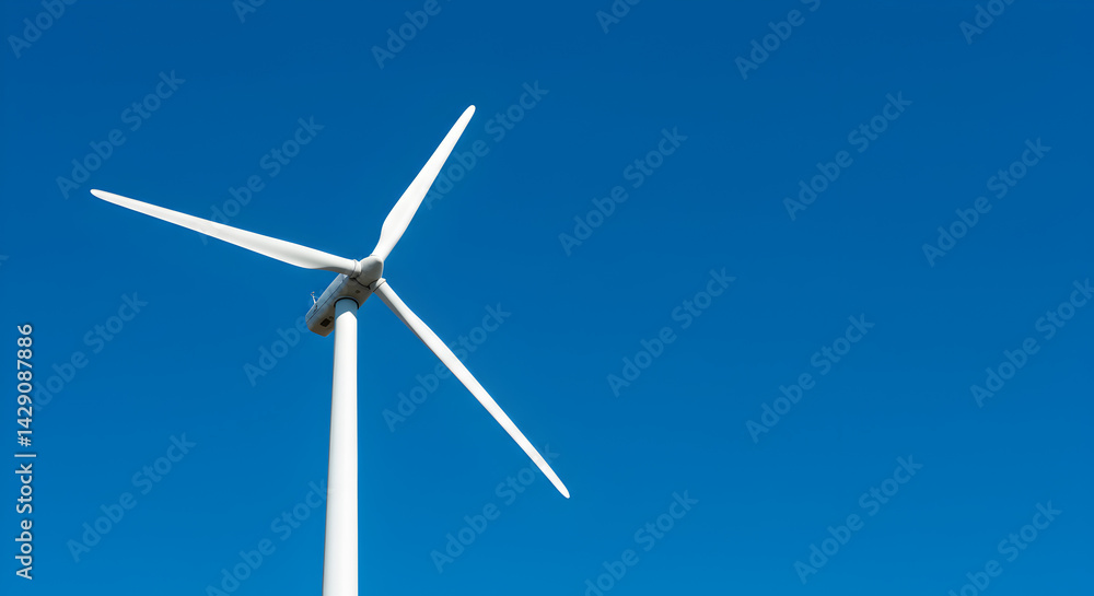 Wind Turbine Against Blue Sky Generating Renewable Energy for Sustainability Wind Turbine Against Blue Sky Generating Renewable Energy for Sustainability