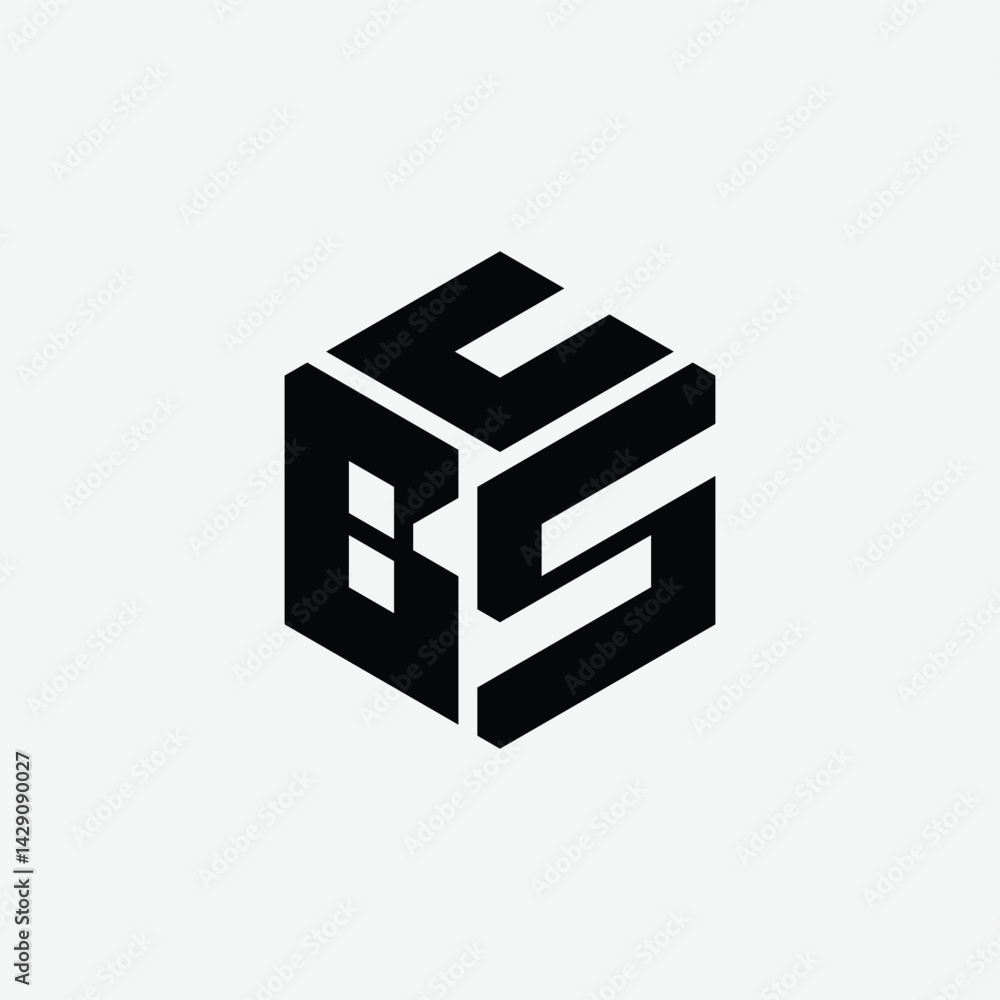 236 a rectangle polygon hexagon shape alphabet word letter geometric educational learning logo B C S U B S