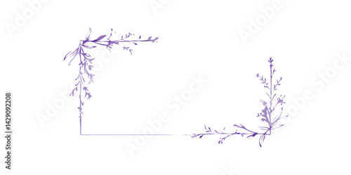 Lavender frame with corner florals in elegant outline