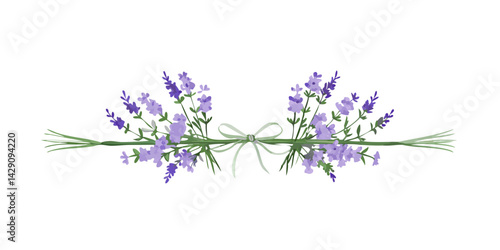 Lavender flower divider with tied stems and leafy accent