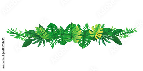 Tropical leaf divider in lush green tones