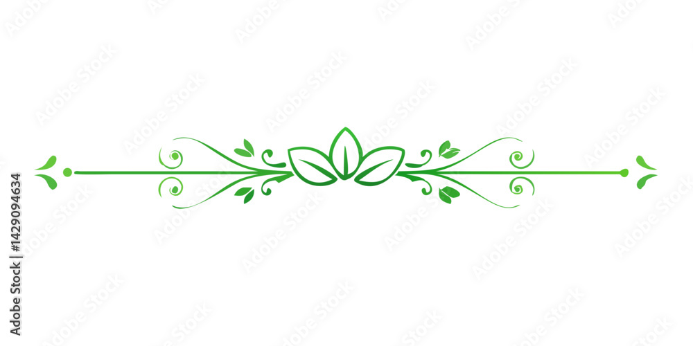 Ornamental botanical divider with central leaf Ornamental botanical divider with central leaf