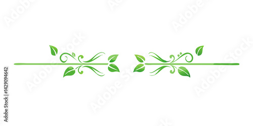 Minimalist green leaf divider illustration