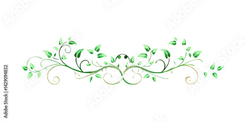Ornamental vine divider with green leaves