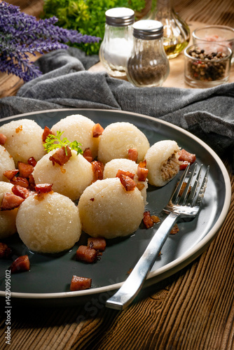 Obraz na płótnie Meat stuffed potato dumplings. w salonie