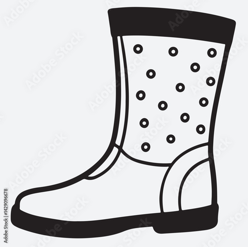 rubber boot silhouette vector art illustration, black rubber boots