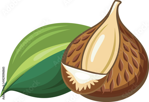 A vibrant vector illustration of delicious salak snake fruit, showcasing its unique scaly texture and tropical appeal in vivid detail.