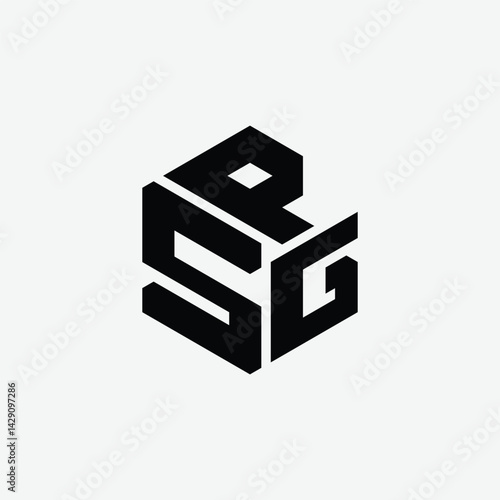 269 a rectangle polygon hexagon shape alphabet word letter geometric educational learning logo P S G
