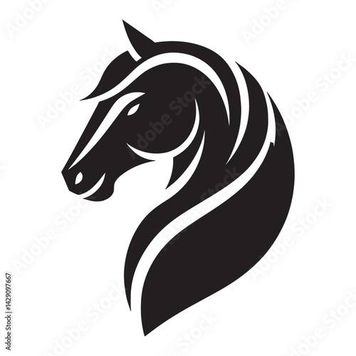 Horse head silhouette vector art- bold black ink design