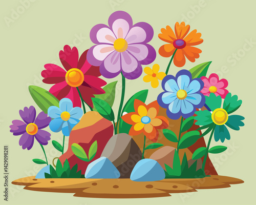 Colorful Flower Garden. A Vibrant Floral Illustration