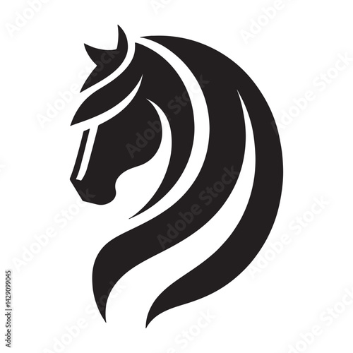 Horse head silhouette vector art- bold black ink design
