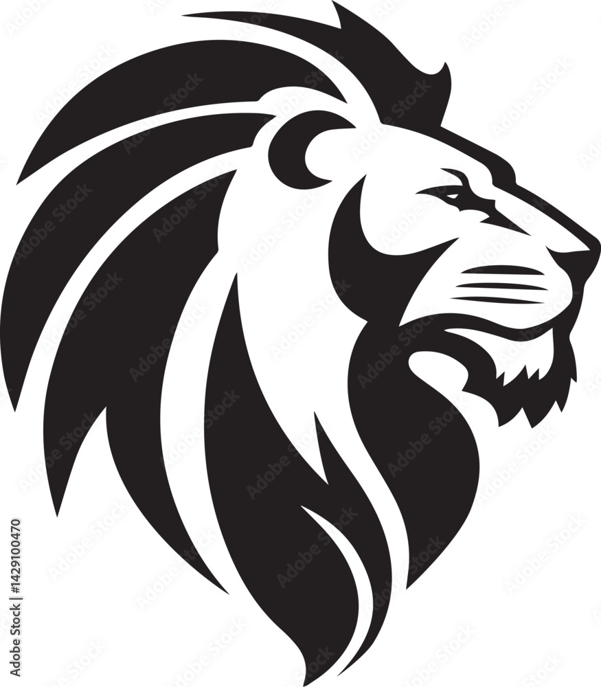Fototapeta premium lion logo design silhouette style vector minimal vector art illustration on a white background 