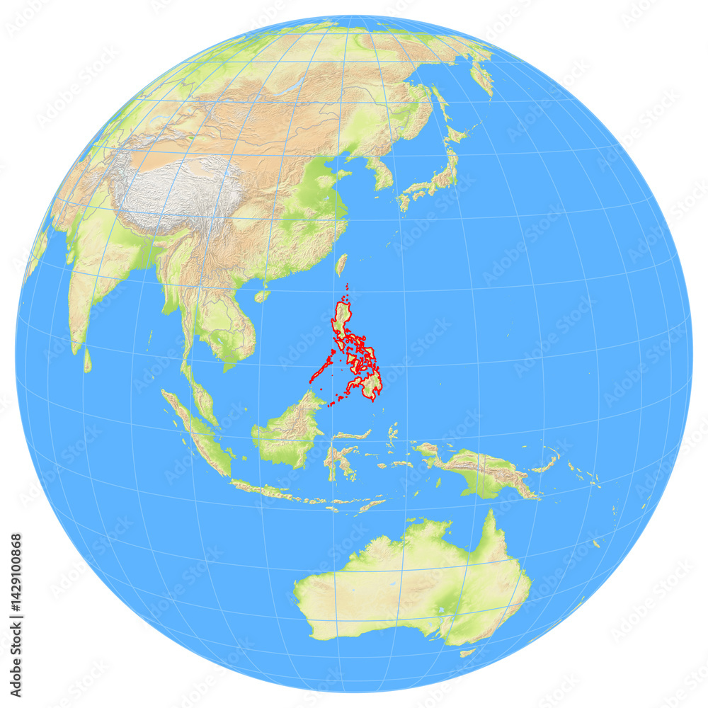 Naklejka premium View of the earth from space showing the location of the Philippines