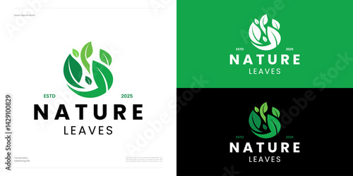 Foliage with green fresh color for nature, Logo icon design vector illustration editable, Symbol leaves plant with creative modern concept, Abstract sprout leaf sign for brand identity business