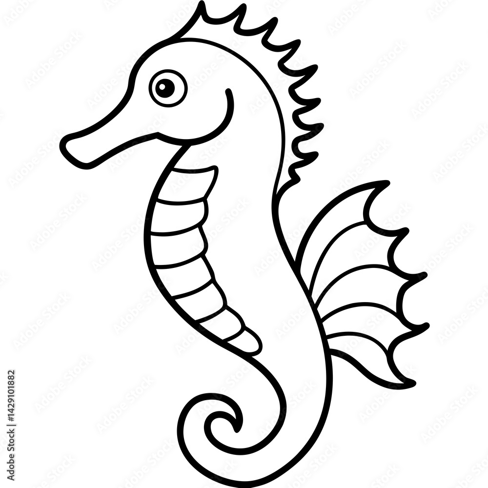 Fototapeta premium Modern Seahorse Line Art Graphic