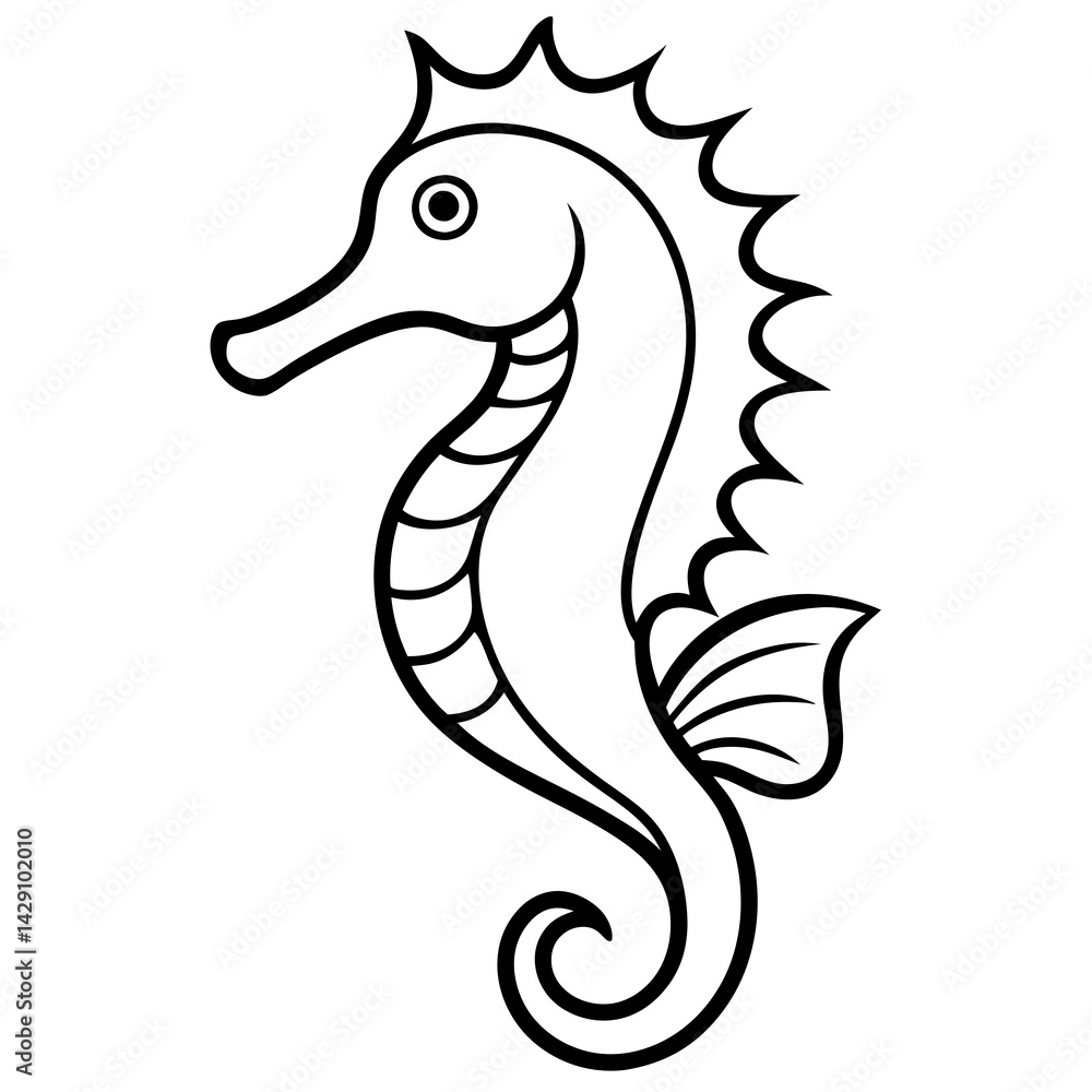 Fototapeta premium Modern Seahorse Line Art Graphic