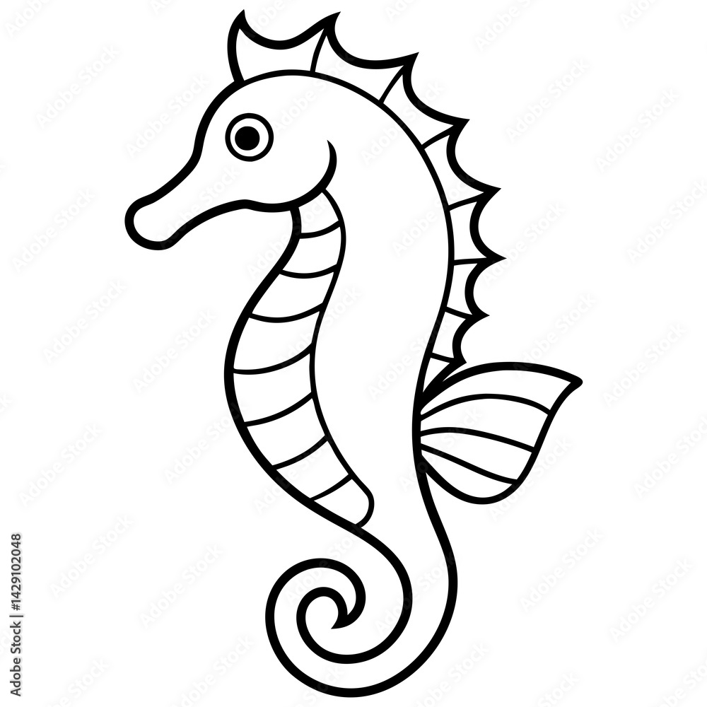 Fototapeta premium Modern Seahorse Line Art Graphic