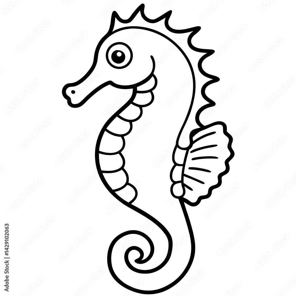 Fototapeta premium Modern Seahorse Line Art Graphic