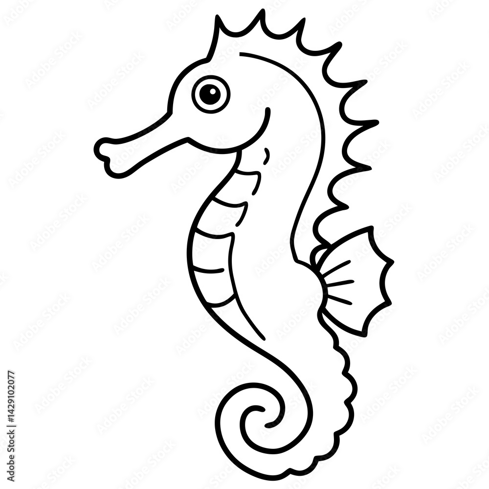 Fototapeta premium Modern Seahorse Line Art Graphic
