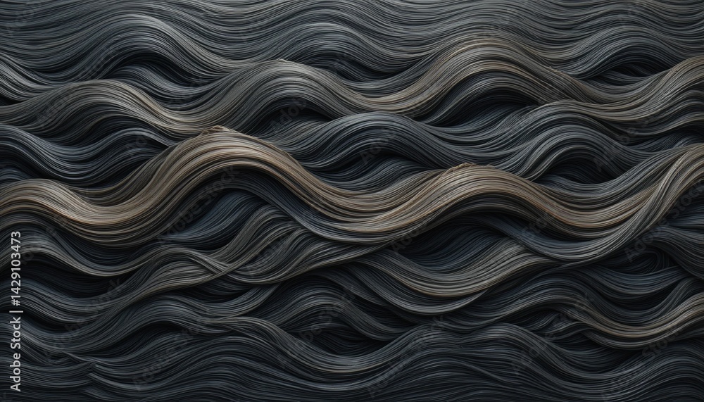 Fototapeta premium Dynamic wave patterns in textured hair studio environment abstract art close-up view creative concept for visual impact