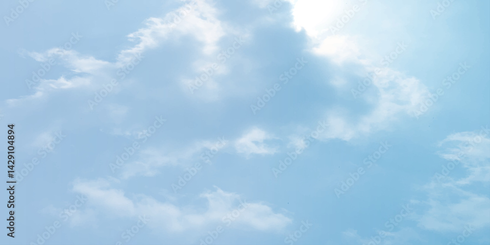 Obraz premium sunny sky blue light watercolor background. Aquarelle painting brush effect card paper textured canvas cloudy smoke space for text, entertaining card, template. aquamarine color graphics illustration