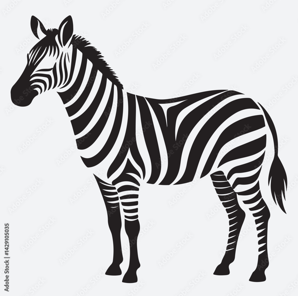 Fototapeta premium zebra silhouette vector art illustration, zebra isolated on white background
