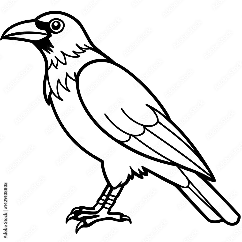 Obraz premium Abstract One-Line Crow Vector Illustration