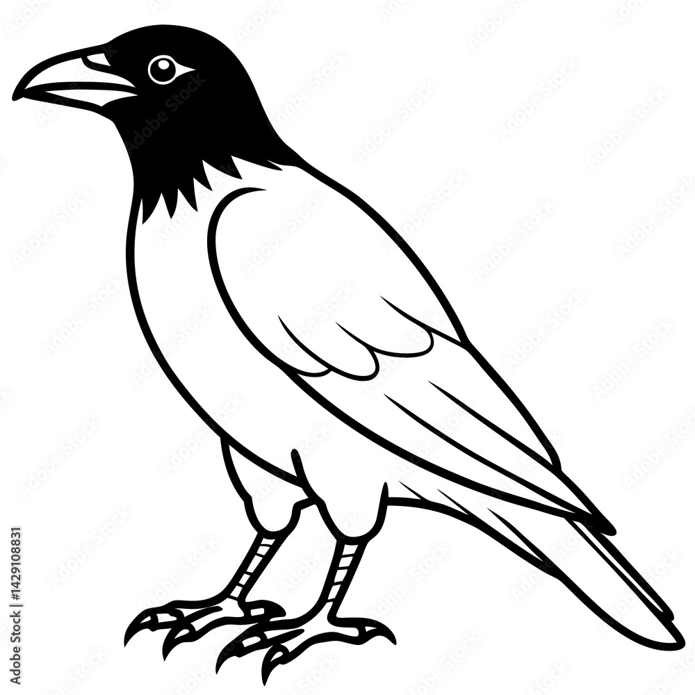 Obraz premium Abstract One-Line Crow Vector Illustration