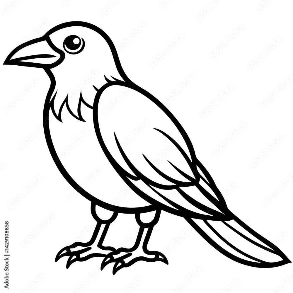Obraz premium Abstract One-Line Crow Vector Illustration