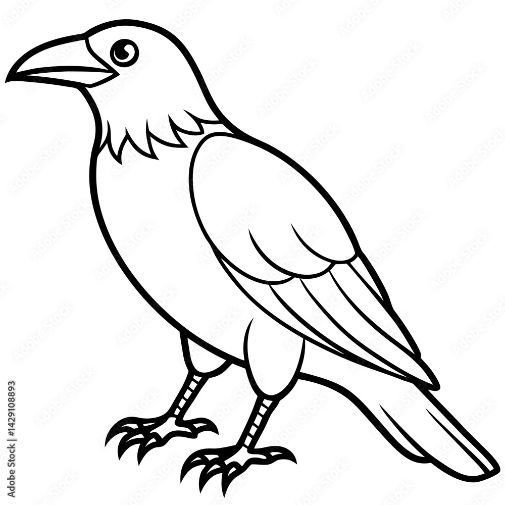 Obraz premium Abstract One-Line Crow Vector Illustration