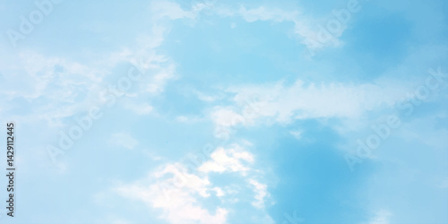 sunny sky blue light watercolor background. Aquarelle painting brush effect card paper textured canvas cloudy smoke space for text, entertaining card, template. aquamarine color graphics illustration