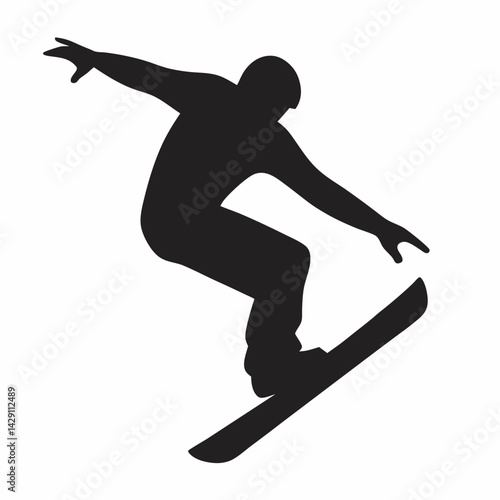 Silhouette of a snowboarder jumping clipart