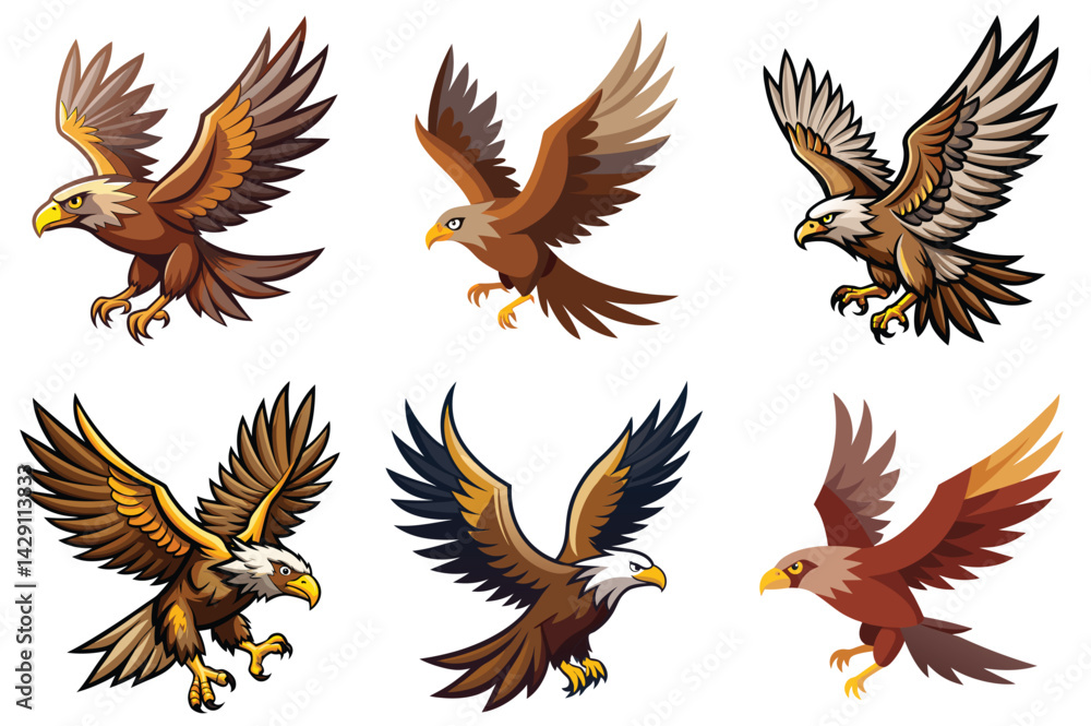 Fototapeta premium Eagle In Flight vector illustration isolated on white background.