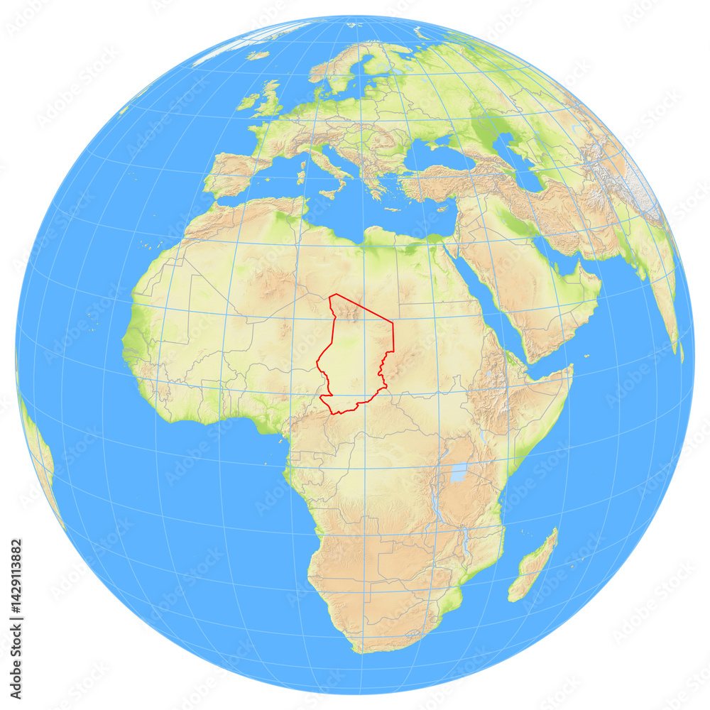 View of the earth from space showing the location of Chad View of the earth from space showing the location of Chad