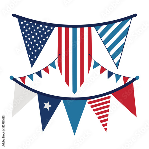 American bunting set vector design clipart on white background