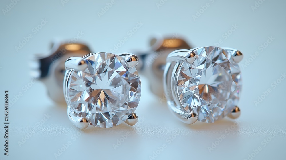 Minimalist stud earrings with tiny diamond center, isolated on white background Minimalist stud earrings with tiny diamond center, isolated on white background