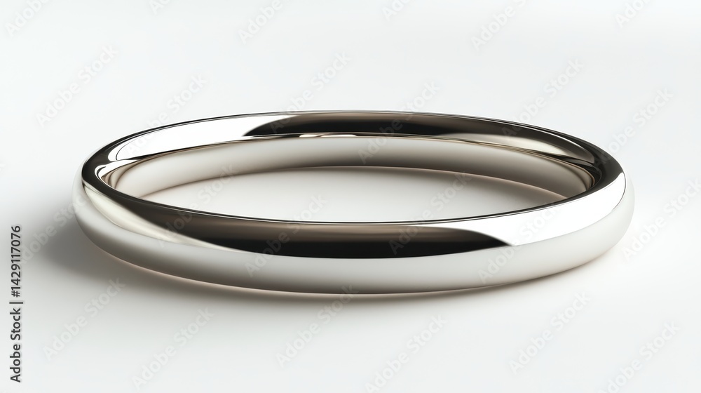 Clean white gold bangle with seamless design, isolated on white background Clean white gold bangle with seamless design, isolated on white background