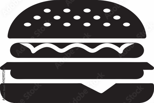 Hamburger vector icon symbol design fast food black and white style