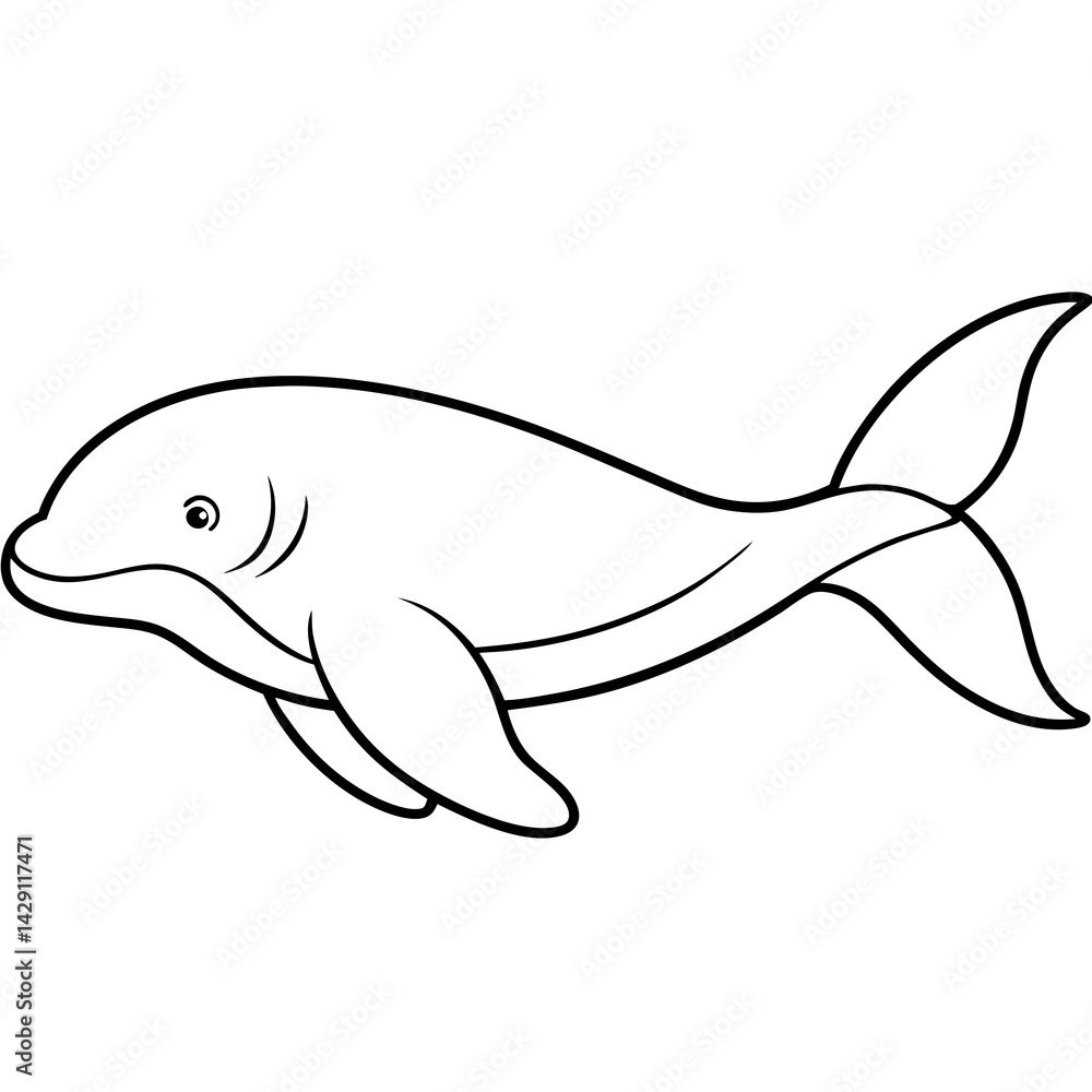 Fototapeta premium Beluga Whale One Line Drawing Vector Art