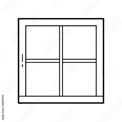 Minimalistic window illustration, symbolizing home comfort and security, vector design, copy space