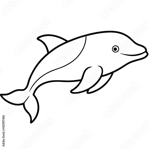 Beluga Whale One Line Drawing Vector Art