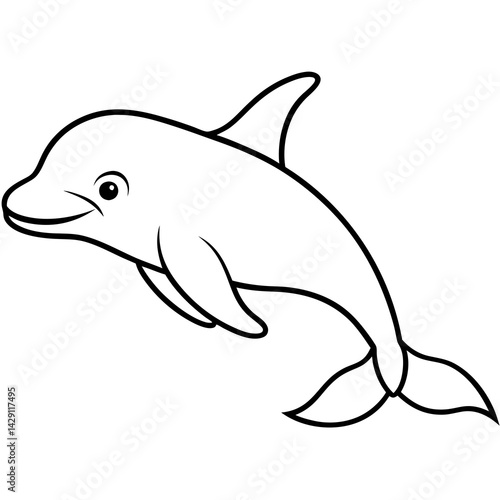 Beluga Whale One Line Drawing Vector Art