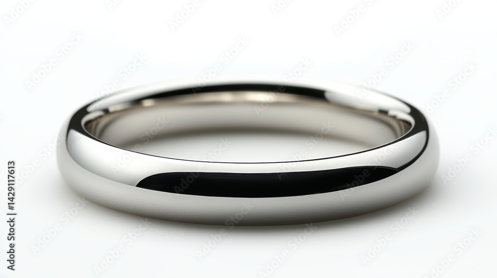 Plain platinum band with rounded edges, isolated on white background Plain platinum band with rounded edges, isolated on white background