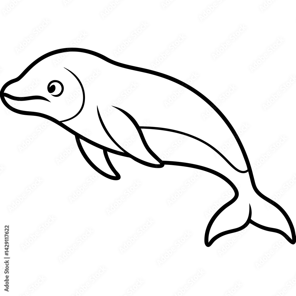 Obraz premium Beluga Whale One Line Drawing Vector Art