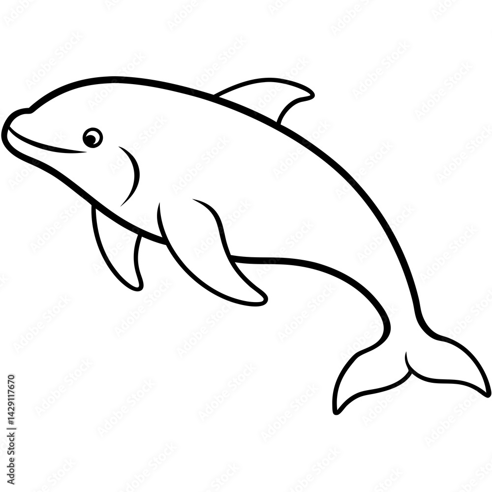 Fototapeta premium Beluga Whale One Line Drawing Vector Art