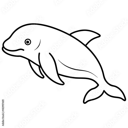 Beluga Whale One Line Drawing Vector Art