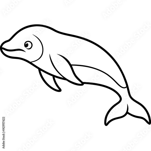 Beluga Whale One Line Drawing Vector Art
